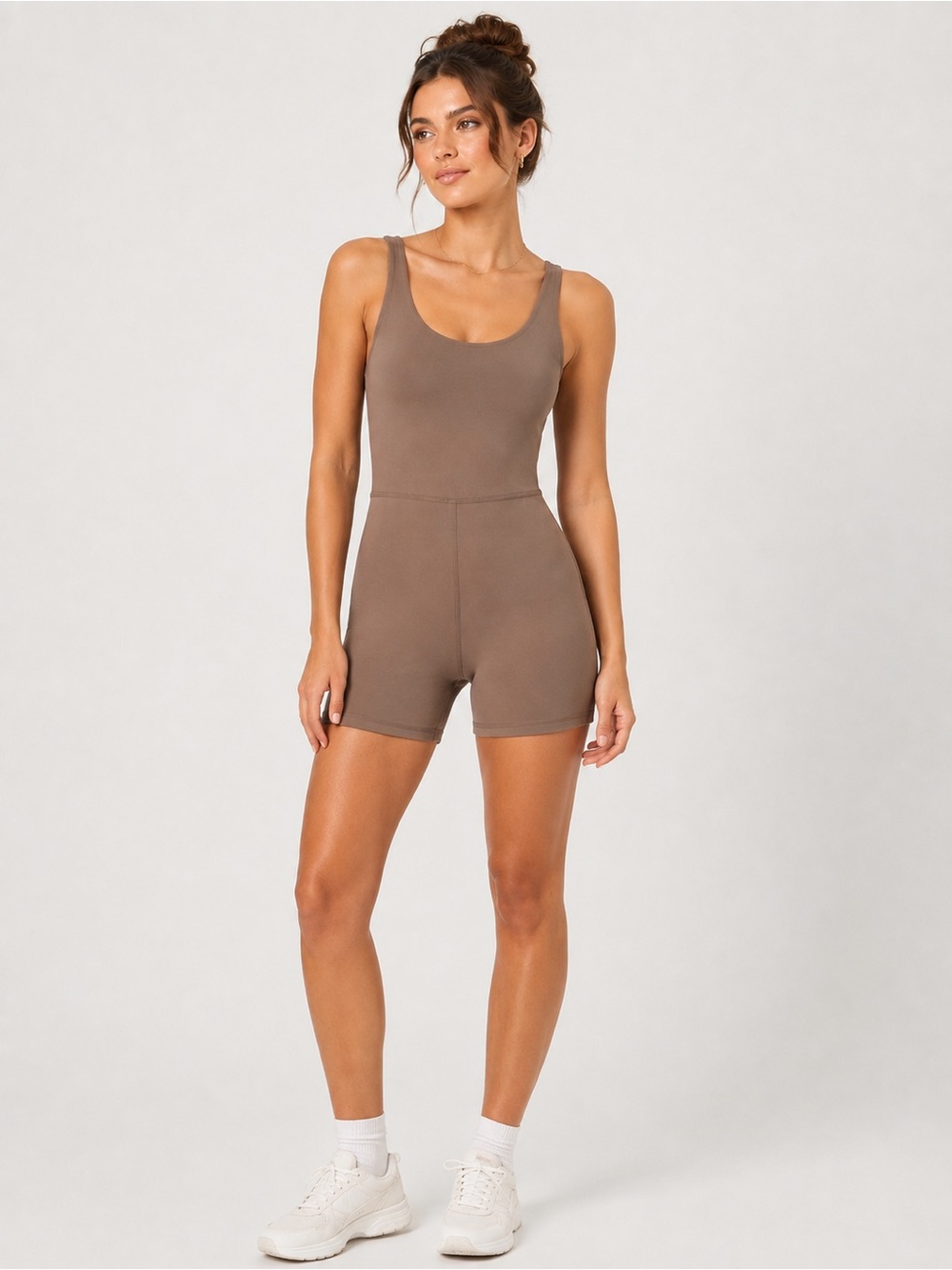 Joe Fresh Taupe Scoop-Neck Sleeveless Romper